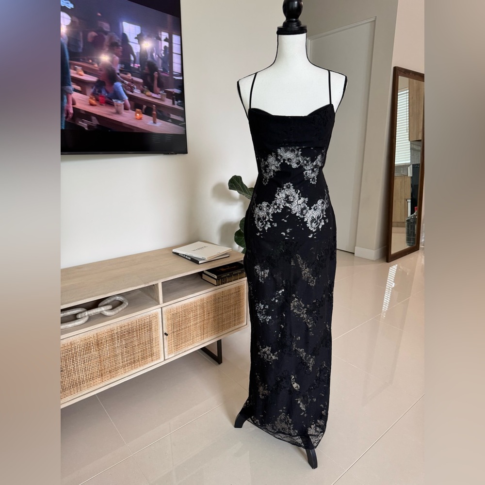 I.AM.GIA XS BLACK LACE MAXI DRESS
